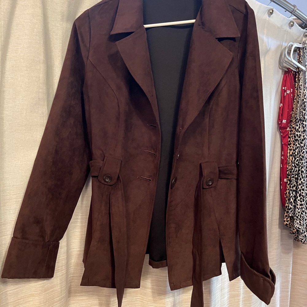 Cato Dark Brown Suede Blazer Jacket